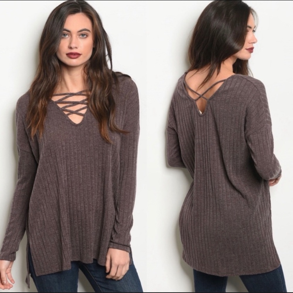 🆕🛍 High Low Lace Up Top